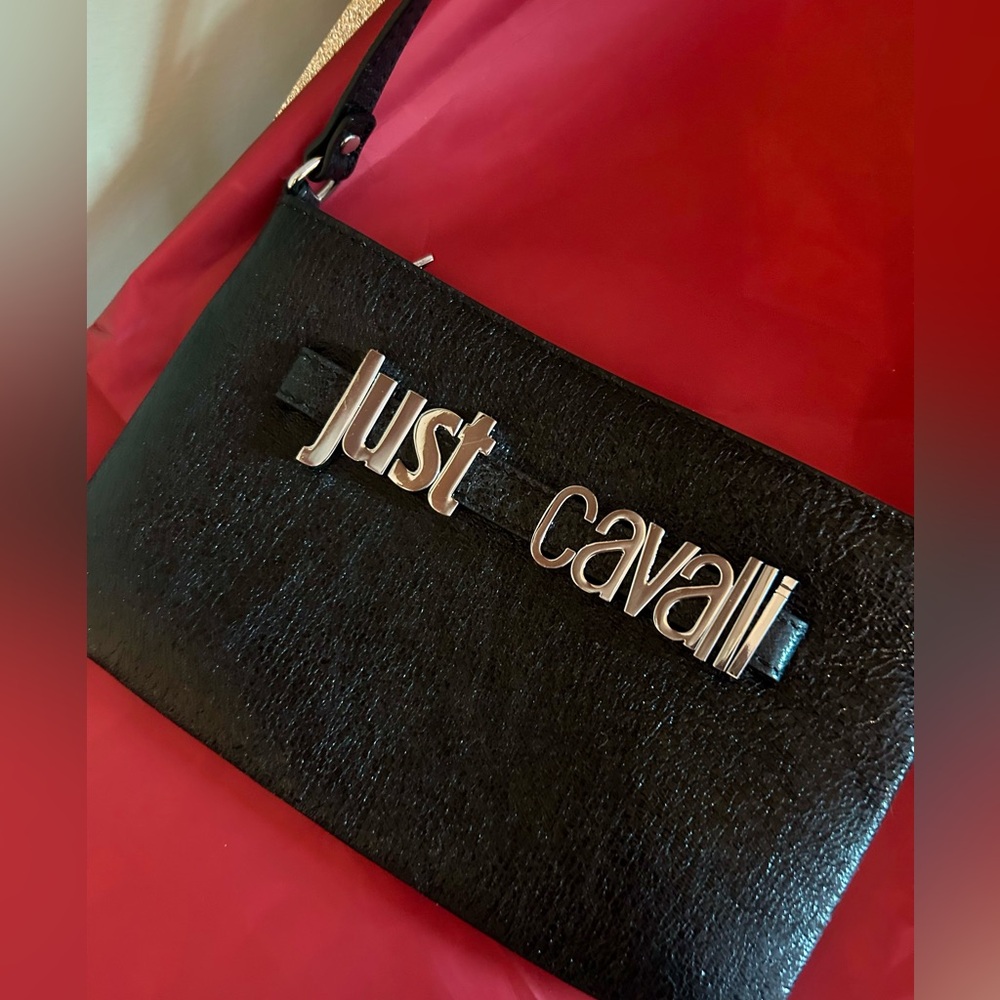 Just Cavalli Black Leather Mini Bag